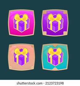 Botones Diferentes Con Presentaciones En Diferentes Colores Con Interfaz Gráfica De Bordes En El Diseño De Vector De Dibujo De Color Dorado