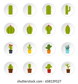 Different cactuses icons set in flat style isolated vector icons set illustration