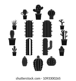 Different cactuses icons set. Simple illustration of 16 different cactuses vector icons for web