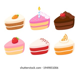 Cute Food Piece Cake With Fruit Sweet Dessert Kawaii Cartoon Vector  Illustration Isolated Design Royalty Free SVG, Cliparts, Vectors, and Stock  Illustration. Image 143260232.