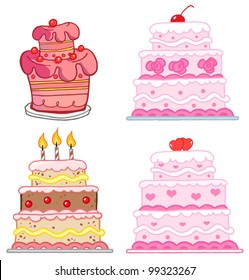  Different Cakes. Vector Collection