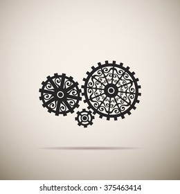 different caliber retro gear in the colors of Sepia, vector

