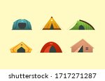 Different camping tent vector icons. Triangle and dome tourist outdoor house. Hiking and trekking camp tents for rest.