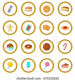 Different Candy Icons Circle Gold Cartoon Stock Vector (Royalty Free ...