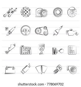 Different Car part and services icons - vector icon set