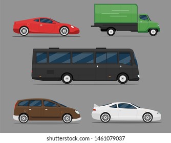 Different car vehicle transport type design sign technology style vector