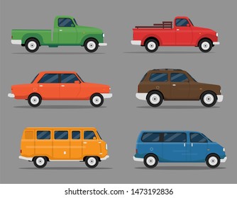 Different car vehicle transport type design sign technology style vector