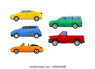 Different car vehicle transport type design sign technology style vector