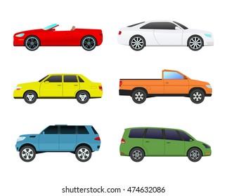 Different car vehicle transport type design sign technology style vector