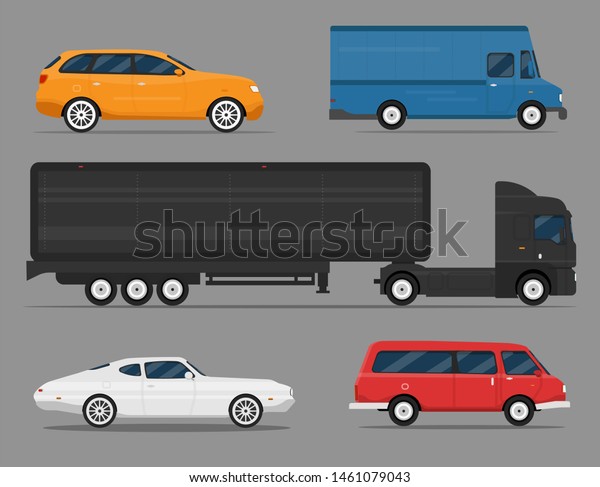 Different car vehicle transport type design sign\
technology style\
vector