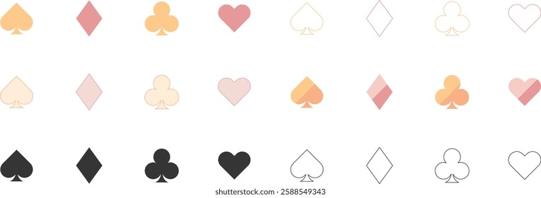 Different card symbols and icons set