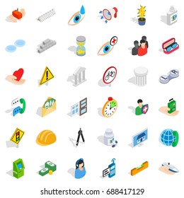 Different care icons set. Isometric style of 36 different care vector icons for web isolated on white background