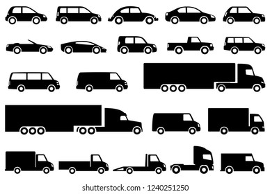 Different cars icons. Vector illustration