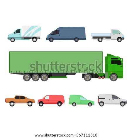 Different cars transport vector set.