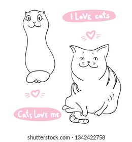 Different cartoon cats set. Simple modern geometric flat style vector illustration. cute cat illustration series