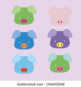 Different cartoon of cute animal set, vector illustration.