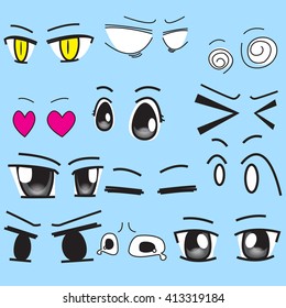 Different cartoon eyes. Vector illustration.