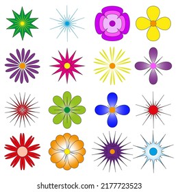 different cartoon flowers. Vector illustration. Stock image. 
