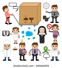 Different Cartoon People Like Doctor, Businessman and Others