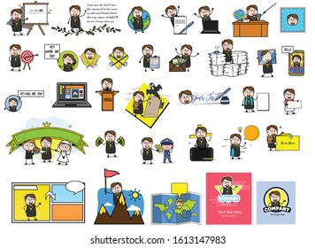 Different Cartoon Priest Monk - Collection of Concepts Vector illustrations