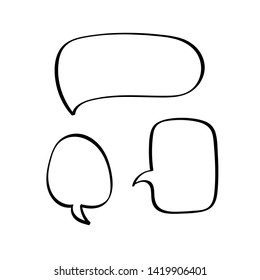 Different cartoon speech bubbles on white background. Hand drawn shapes. Different doodle forms for your text, dialogs etc.
