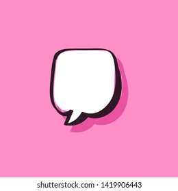 Different cartoon speech bubbles on pink background. Hand drawn shapes. Different doodle forms for your text, dialogs etc.