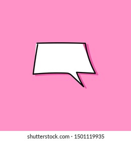 Different cartoon speech bubbles on pink background. Hand drawn shapes. Different doodle forms for your text, dialogs etc.