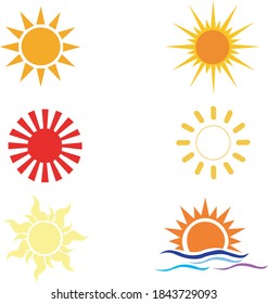 Different Cartoon Sun Set, Isolated Graphic Vector Stock Vector - Illustration of Sun