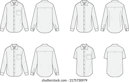 Different casual shirt styles with long and short sleeve 