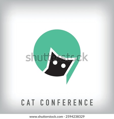 Different cat conference logo design. Creative animal meeting design, corporate identity. vector