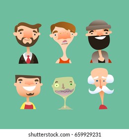 Different characters, portraits. vector illustration