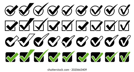 Different check mark and checkbox collection. Vector design elements