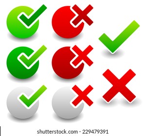 Different check mark and cross set