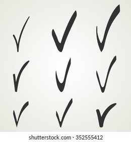 Different checkmark symbol. Black confirm icons set. Vector EPS10