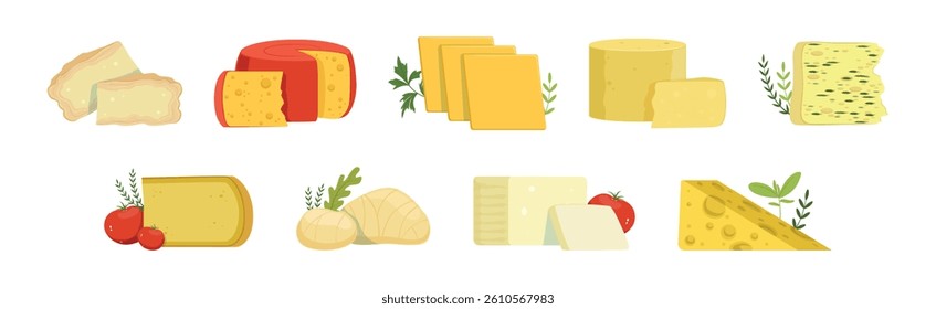 Different Cheese Type as Dairy Product Vector Set