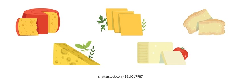Different Cheese Type as Dairy Product Vector Set