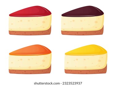 Diferentes ilustraciones vectoriales de dibujos animados de cheesecake