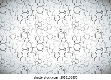 A lot of different chemical nucleobases structures, scientific faded background