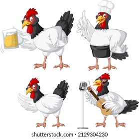 Ilustración de diferentes personajes de la caricatura de pollos