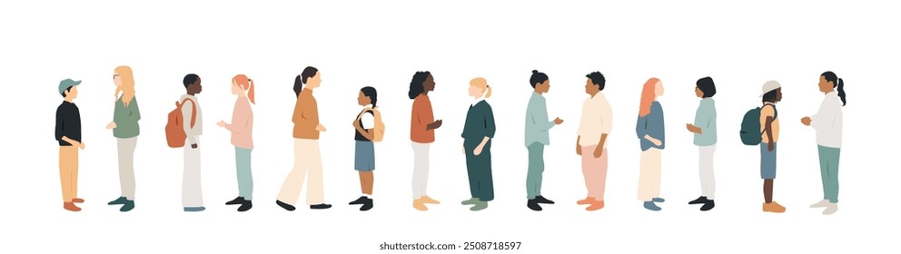 Diferentes niños hablan entre sí. Concepto de comunicación.