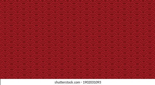 Different Chinese Fish scale background. Fish scales seamless patterns in red colors. Endless texture can be used for wallpaper, pattern fills, surface textures. vector illustration