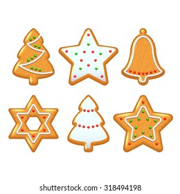 Different Christmas cookies high detailed vector set