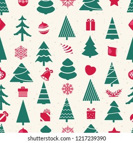 Different christmas elements vector seamless pattern