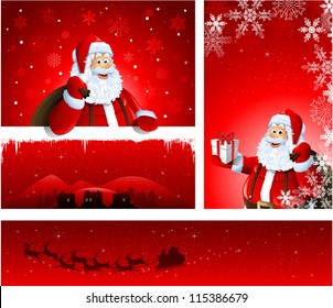 Different Christmas greeting card design with Santa Claus