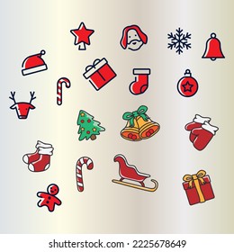 Different Christmas Icon used in design.