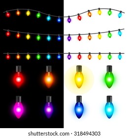 Different Christmas lights high detailed vector set
