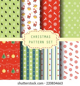 different Christmas seamless pattern set, vector. Endless texture can be used for wallpaper, pattern fills, web page background,surface textures. 