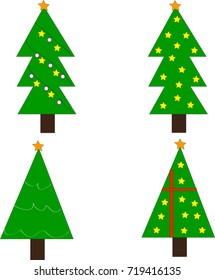 Different Christmas tree set,  illustration. Can be used for greeting card