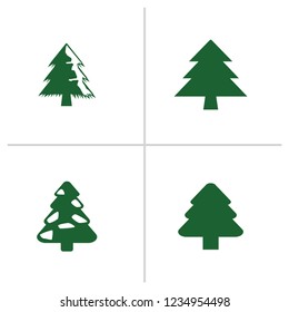 Different Christmas tree set, vector illustration. Can be used for greeting card, invitation, banner, web design. 4 icons