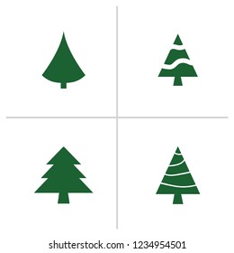 Different Christmas tree set, vector illustration. Can be used for greeting card, invitation, banner, web design. 4 icons